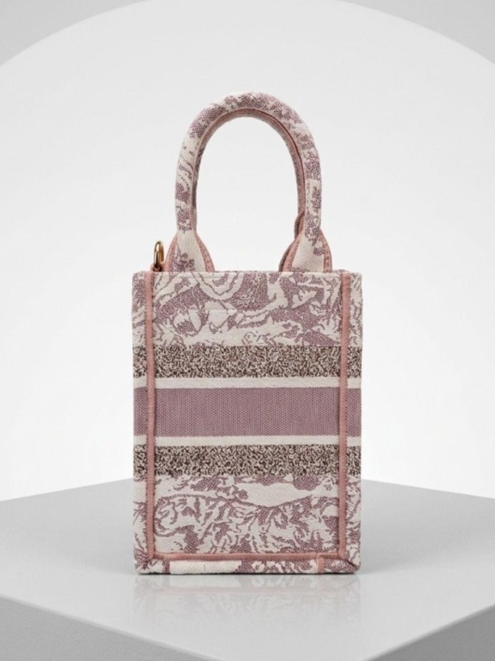 Mini Structured Tote Bag in Dusty Rose Jacquard